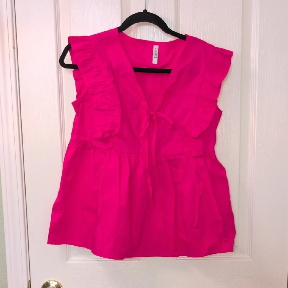 Vibrant Pink Ruffled Blouse - Picture 1 of 3